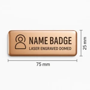 Name Badge Laser Engraved Domed - 75 x 25mm