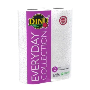 Dinu Kitchen Towels 260 x 220mm 2 Ply White - Pack 2 x 12