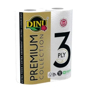 Dinu Premium Kitchen Towels 260 x 110mm 3 Ply White - Pack 2 x 12