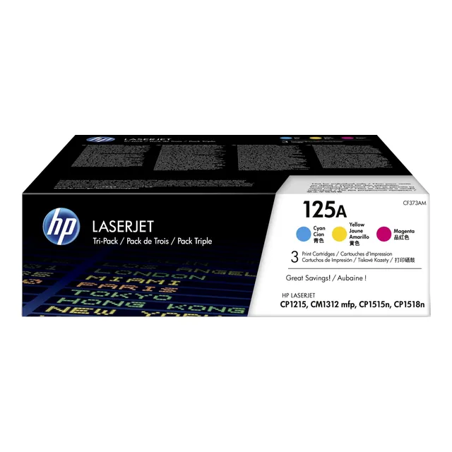 HP 125A Toner Cartridge Tri-Pack - Cyan / Magenta / Yellow