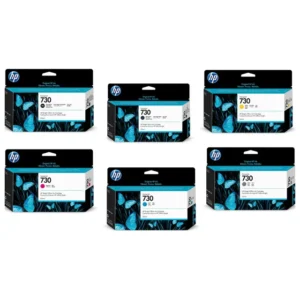 HP 730 Ink Cartridges 130ml-Matte Black-Photo Black-Grey-Cyan-Magenta-Yellow..