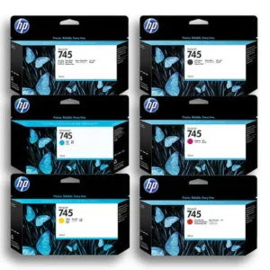 HP 745 Ink Cartridges-130ml-Chromatic Red-Cyan-Magenta-Matte Black- Photo Black- Yellow