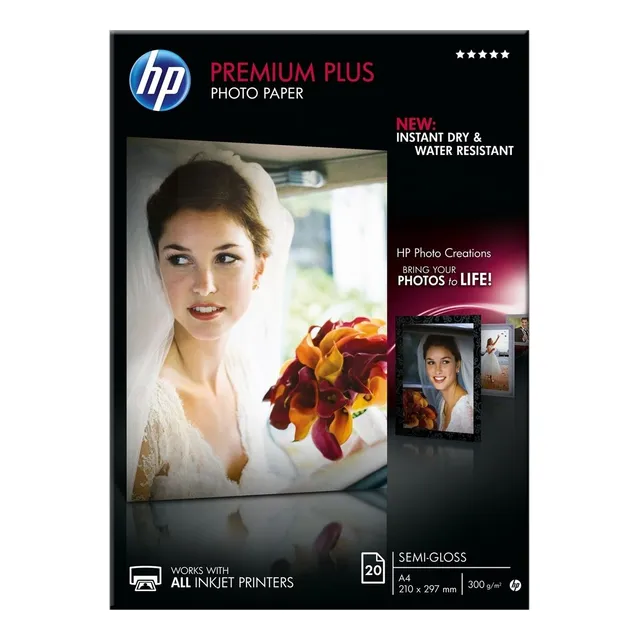 HP A4 Premium Plus Photo Paper Semi-Gloss 300gsm - 20 Sheets