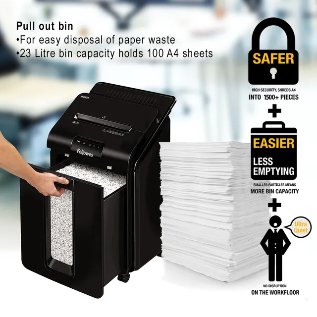 Fellowes Automax 100M Mini Cut P4 Paper Shredder - 100 Sheet