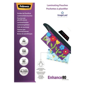 Fellowes Enhance 80 Laminating Pouches 160 Micron (80+80) - A4 Gloss Pack 100