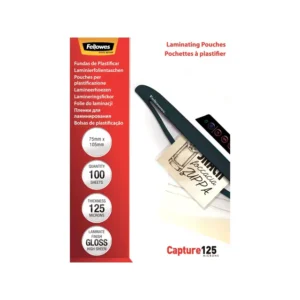 Fellowes Capture 125 Laminating Pouches 250 Micron (125+125) - 75 x 105mm Gloss Pack 100