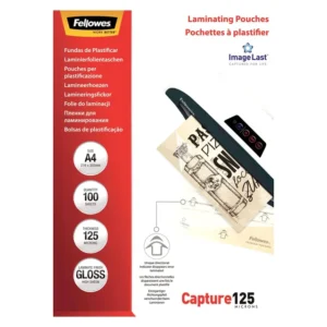 Fellowes Capture 125 Laminating Pouches 250 Micron (125+125) - A4 Gloss Pack 100