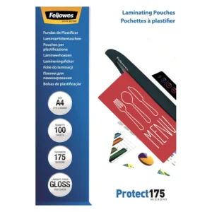 Fellowes Protect 175 Laminating Pouches 350 Micron (175+175) - A4 Gloss Pack 100