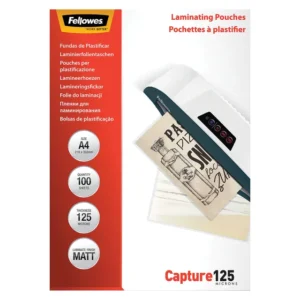 Fellowes Capture 125 Laminating Pouches 250 Micron (125+125) - A4 Matt Pack 100