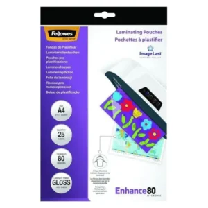 Fellowes Enhance 80 Laminating Pouches 160 Micron (80+80) - A4 Gloss Pack 25