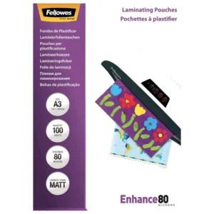 Fellowes Enhance 80 Laminating Pouches 160 Micron (80+80) - A3 Matt Pack 100