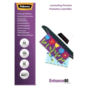 Fellowes Enhance 80 Laminating Pouches 160 Micron (80+80) - A4 Matt Pack 100