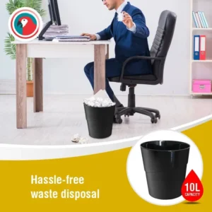 JA0802-Parrot Janitorial Waste Bin 10L - Black (5)